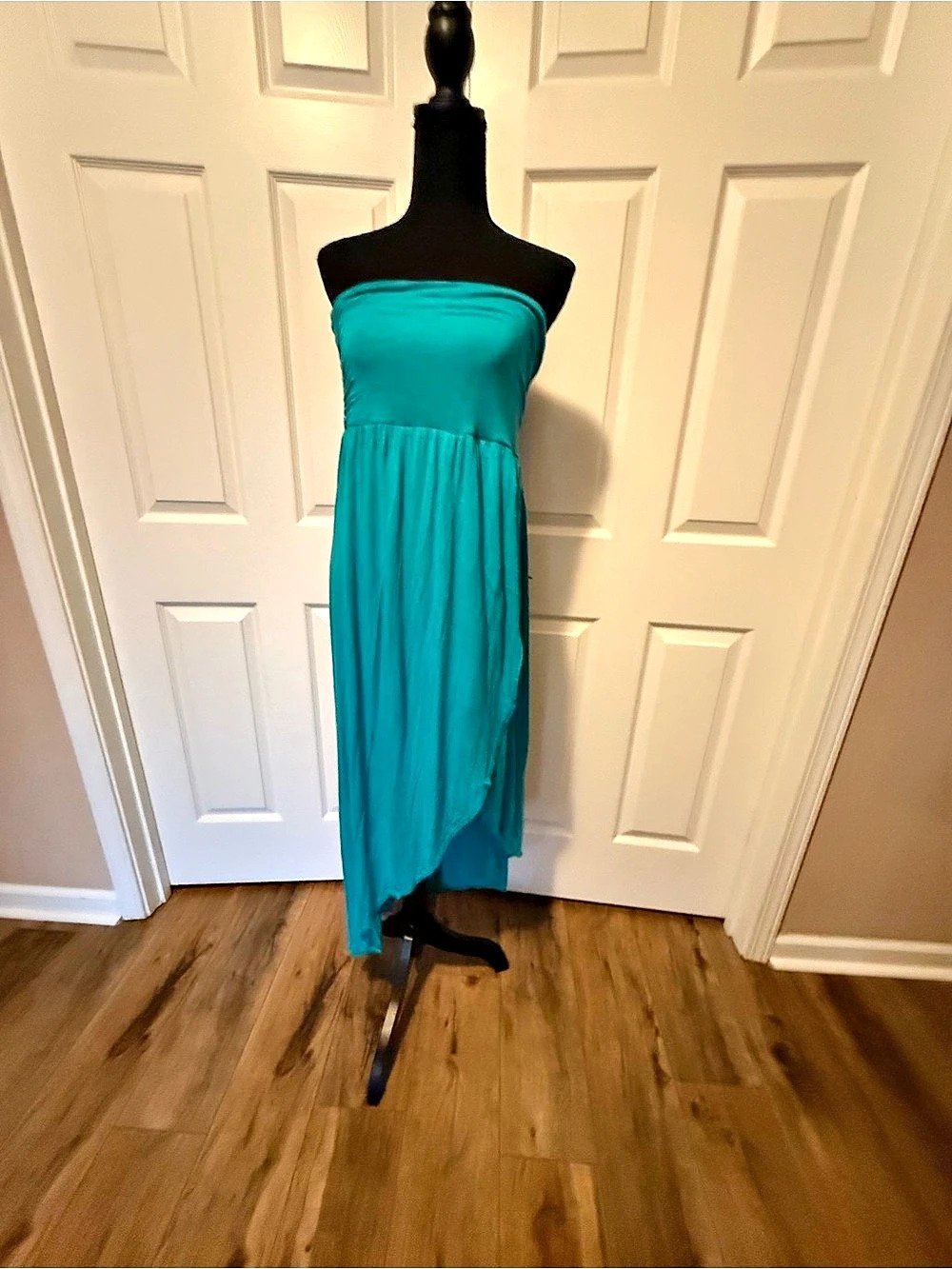 Fashion To Figure Strapless Maxi Dress in Blue/Green